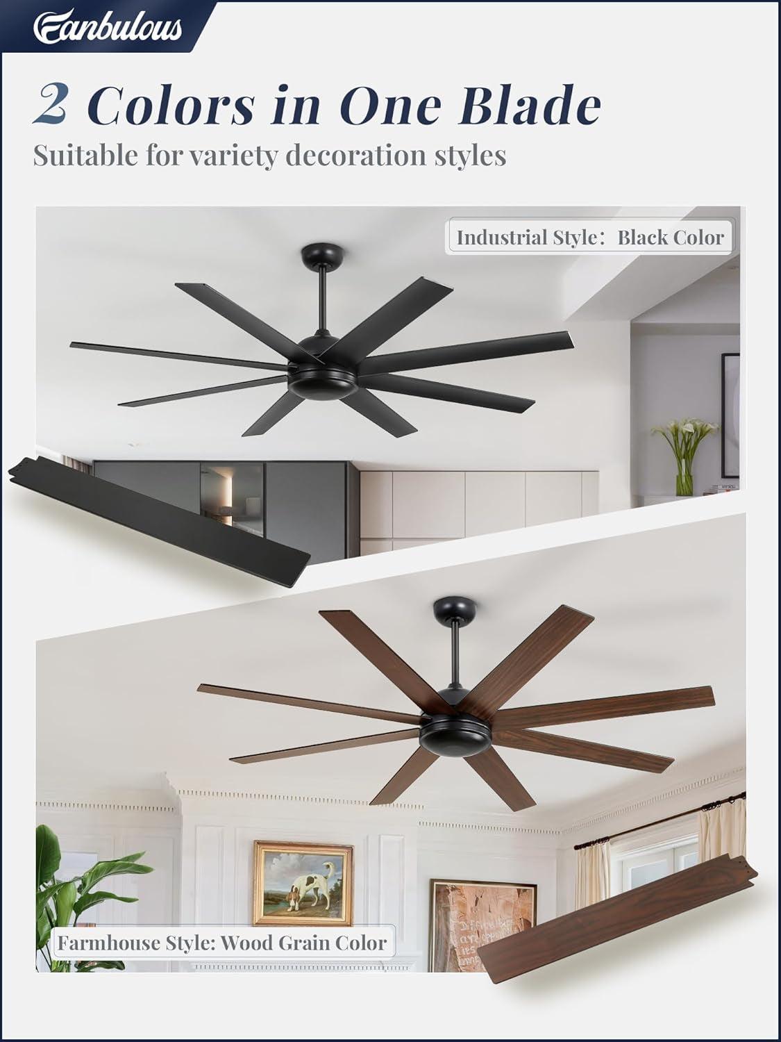 65 Inch Ceiling Fan With Remote Control No Light Indoor Outdoor