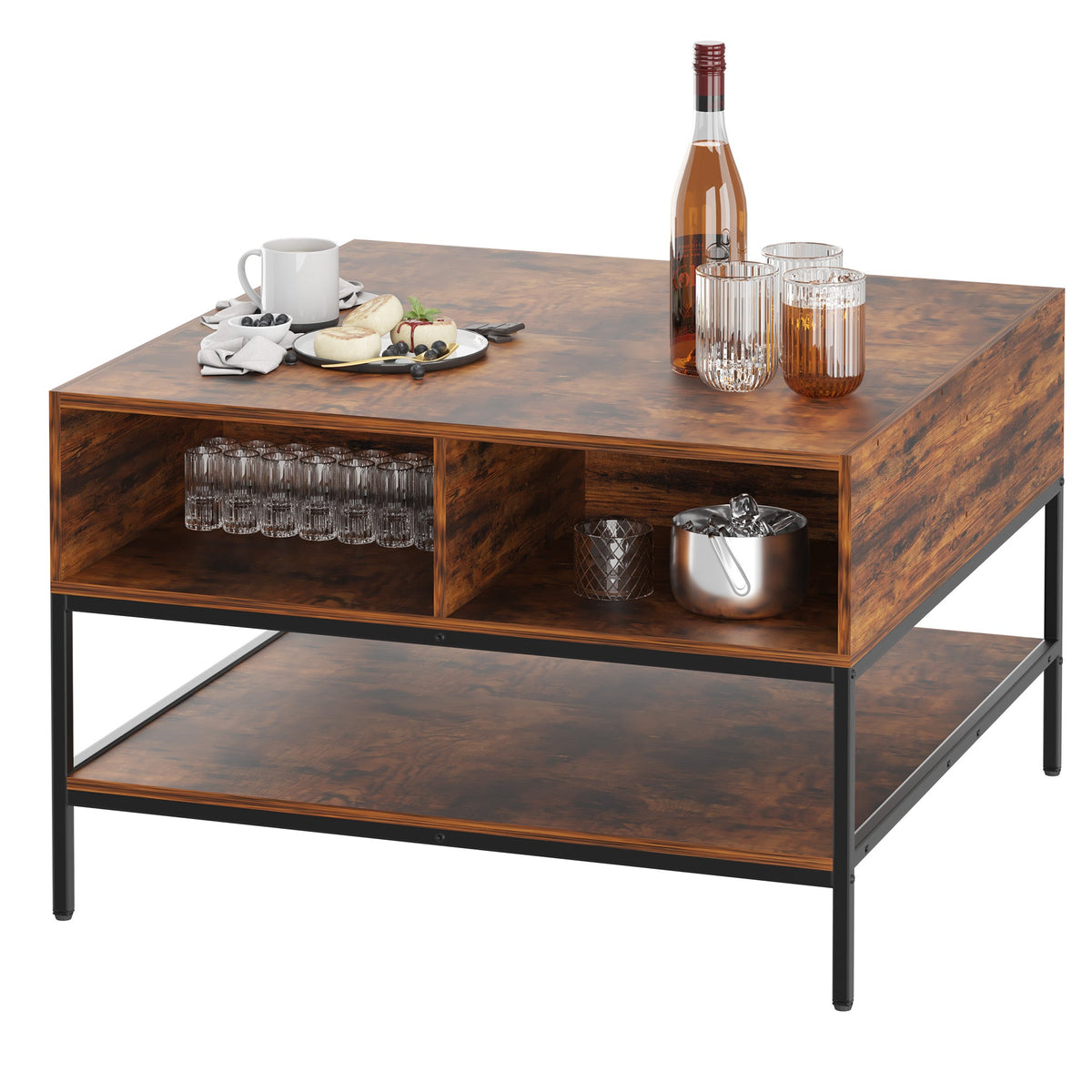 Farmhouse Flip Top Coffee Table with Storage