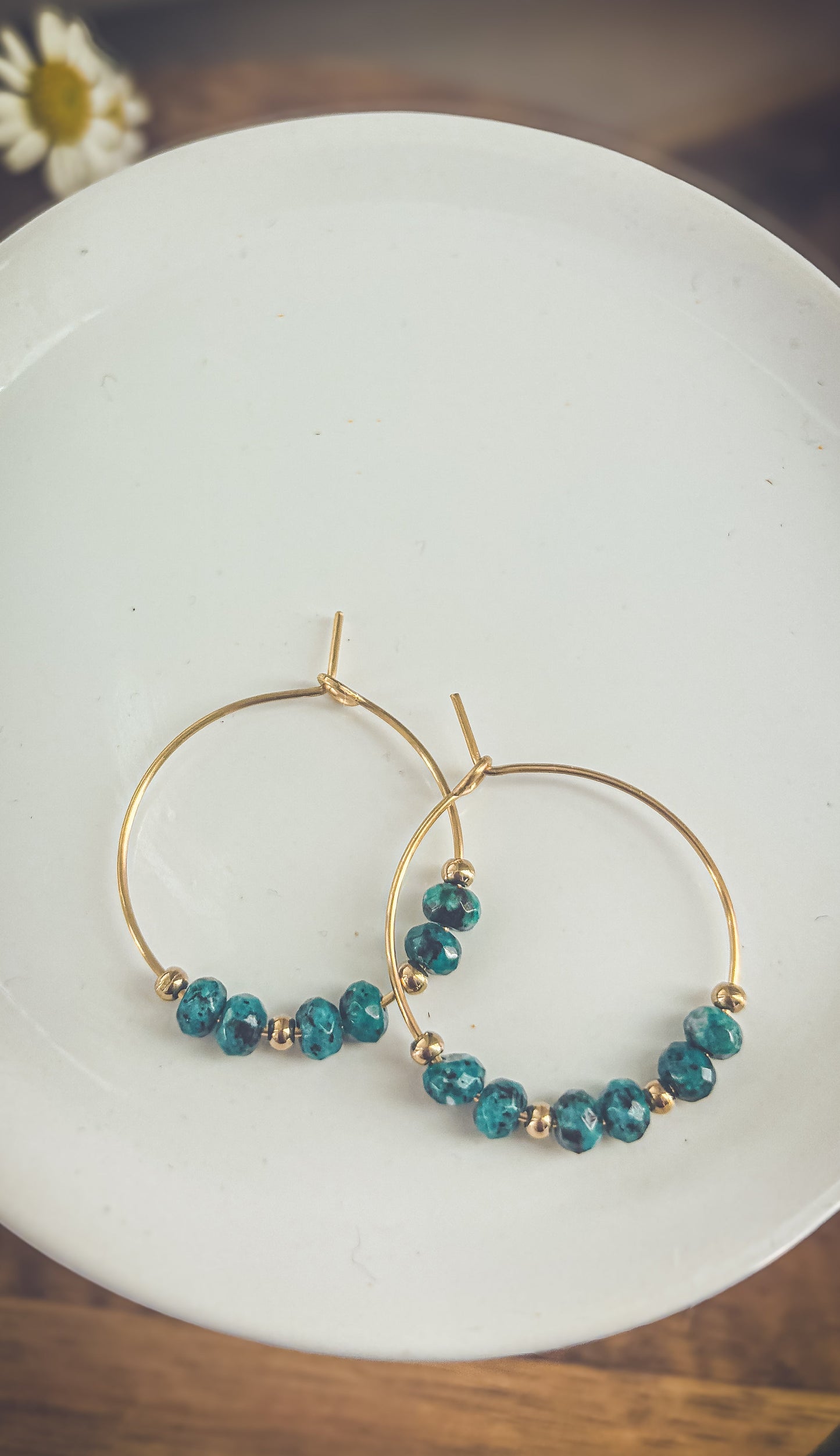 Beautiful Turquoise Stone Hoop Earrings