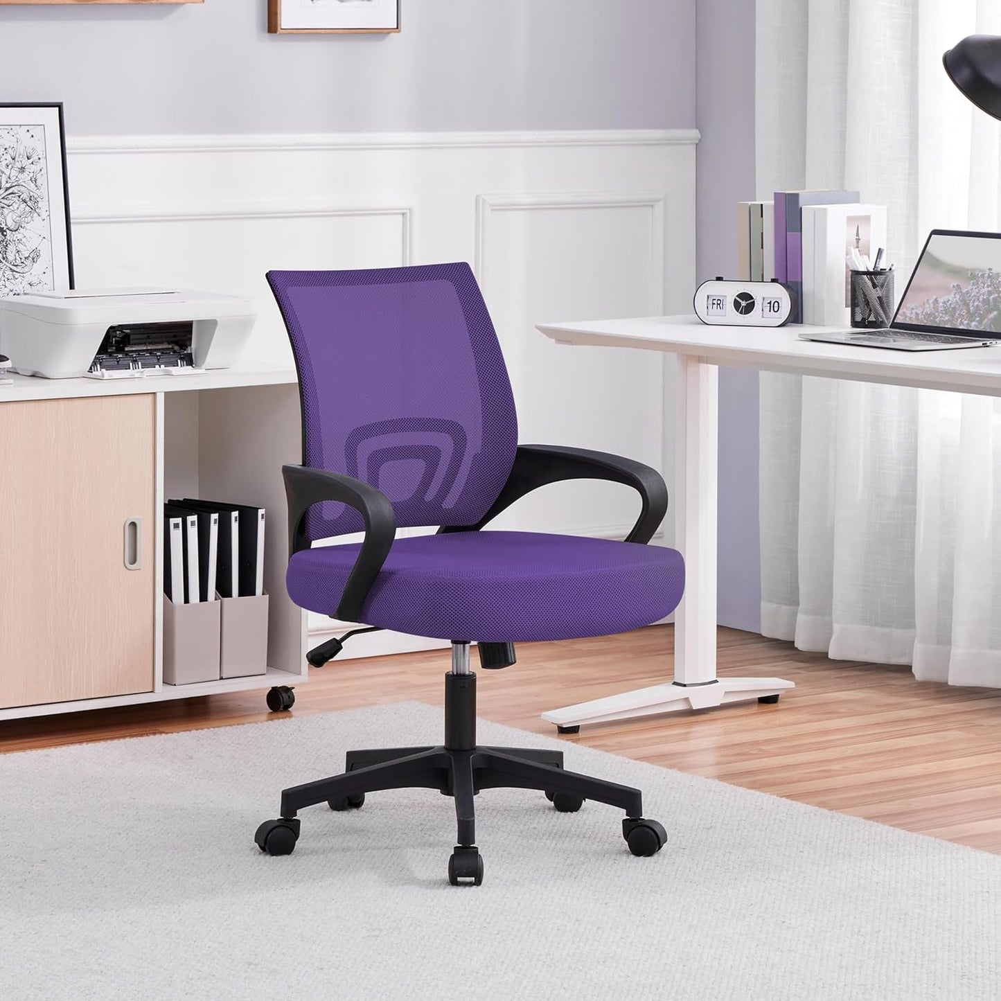 Ergonomic Purple Mesh Office Chair With Lumbar Support