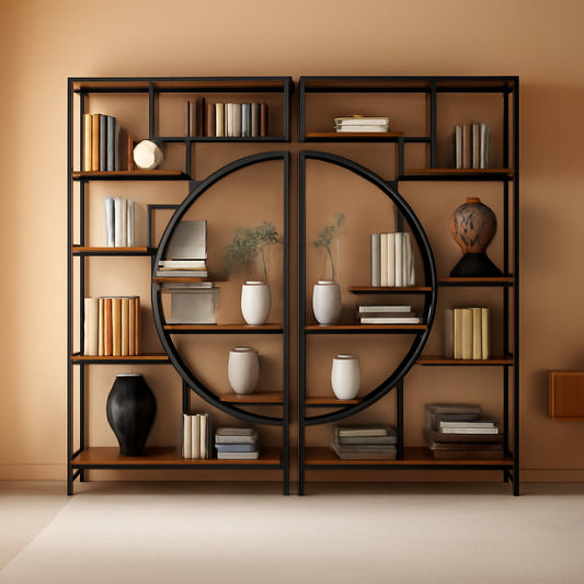 Industrial 5 Tier Etagere Bookcase Brown Rustic Finish