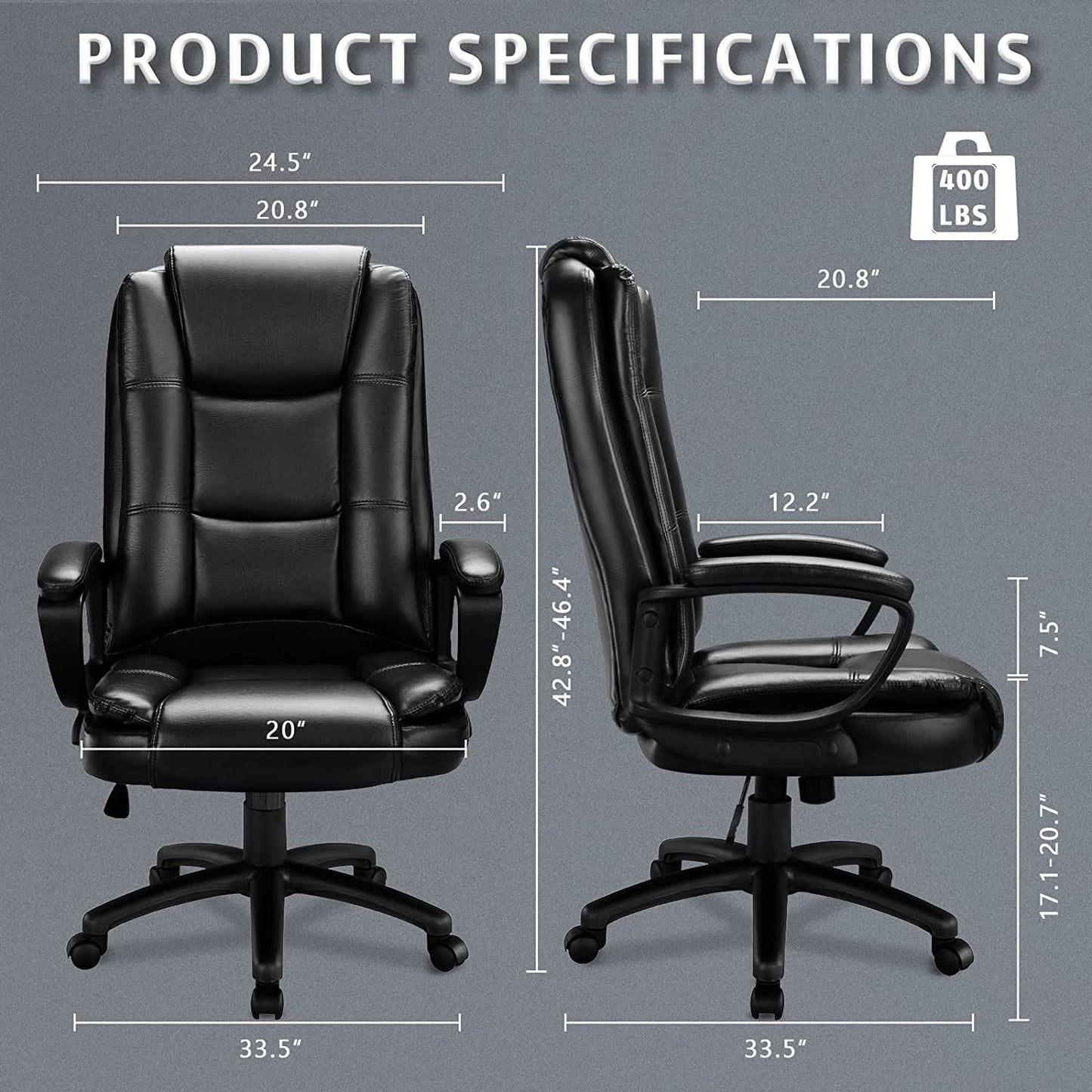 Ergonomic High Back Office Chair for Big and Tall Managers