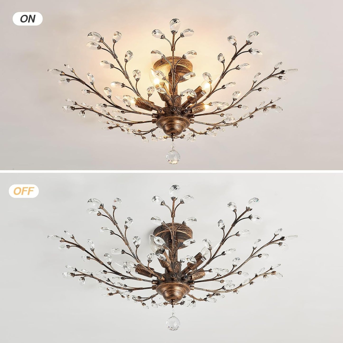 Bronze Five Light Vintage Crystal Chandelier Dimmable
