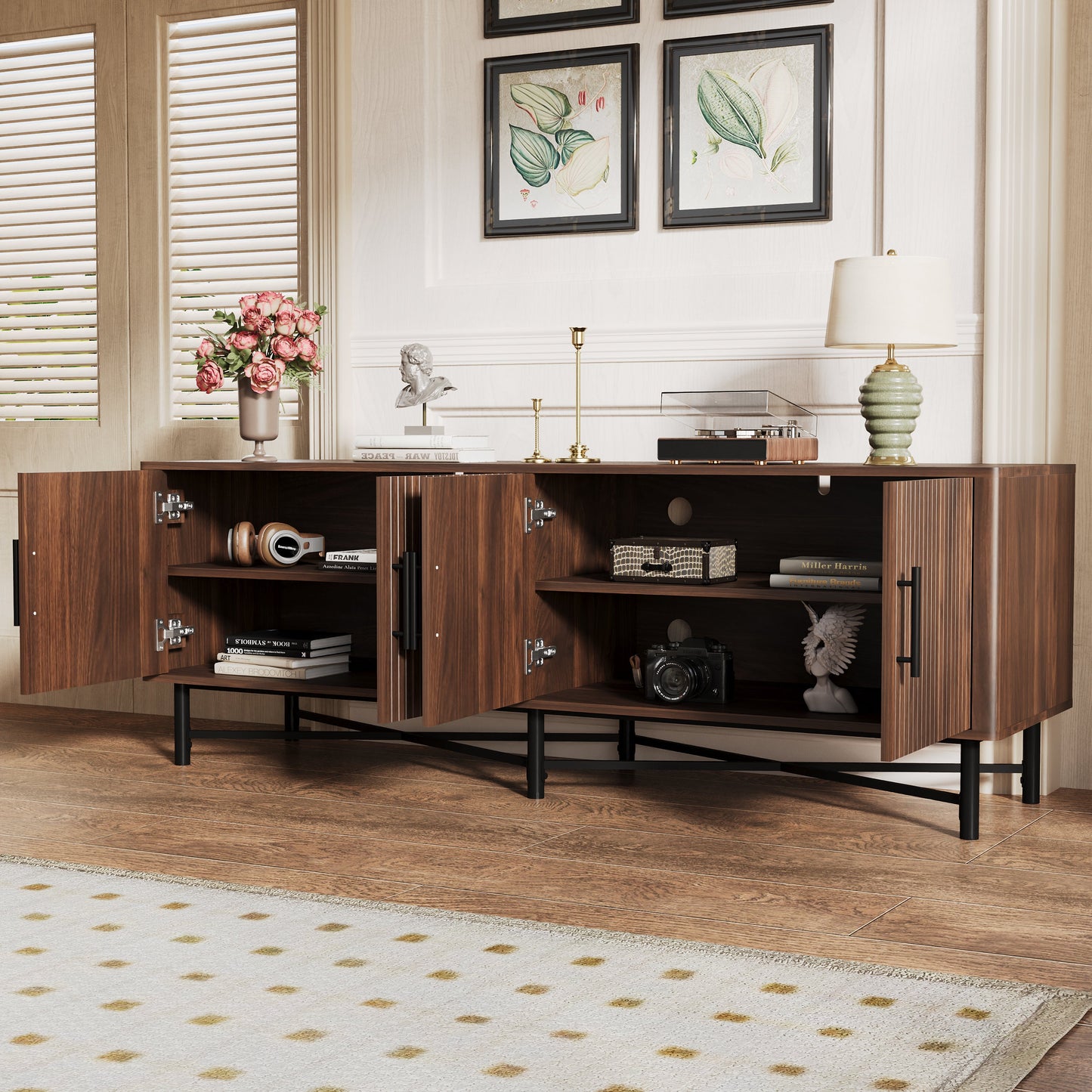 Functional 4-Door TV Cabinet