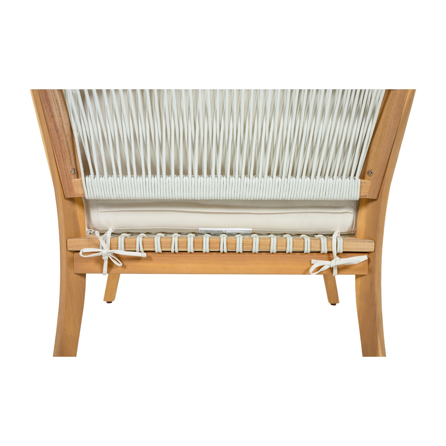 30.3" Outdoor Acacia Wood Patio Chair with Woven Rope Accents