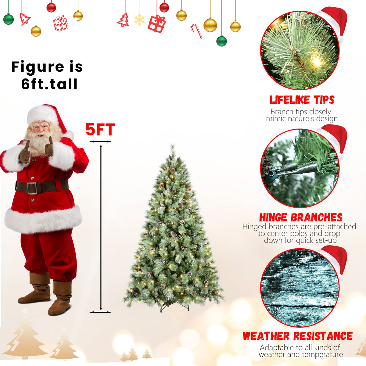 8FT Christmas Tree with 550 Warm Lights