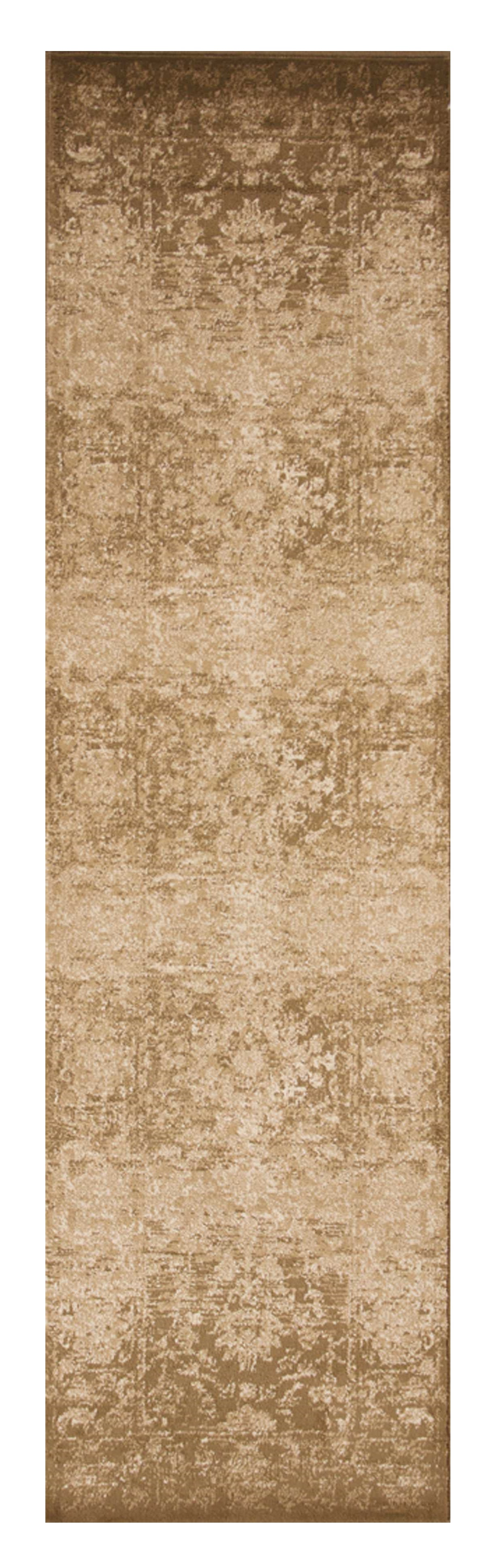 8' Beige Machine Woven Distressed Floral Traditional Round Indoor Area Rug
