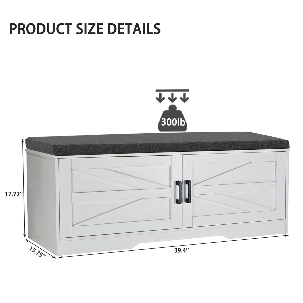 2-Tier Storage Bench with Padded Seat Cushion
