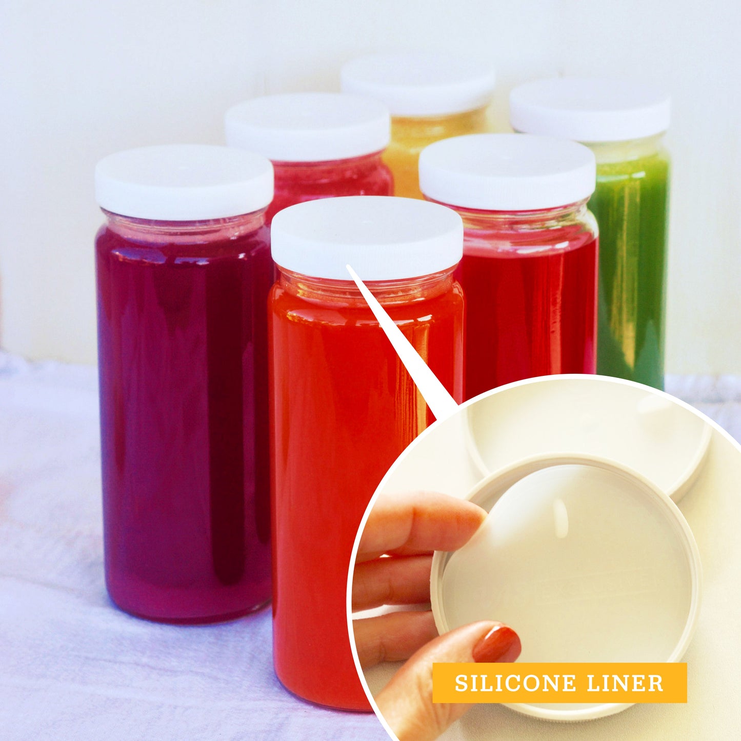 Original Series Wide Mouth Glass Bottles w/ Lids & Silicone Liner, 16 oz