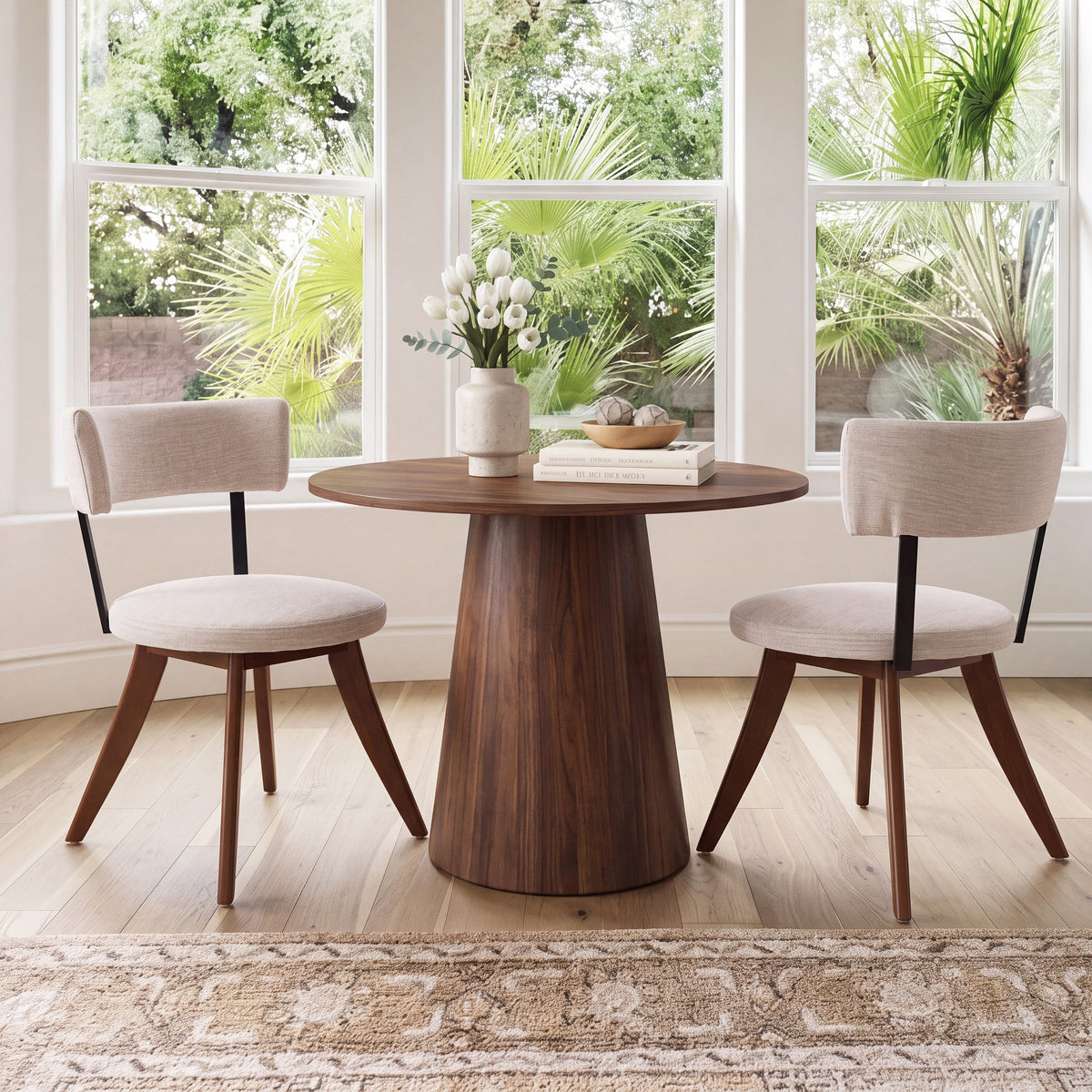 Modern Upholstered Dining Chairs with Curved Back