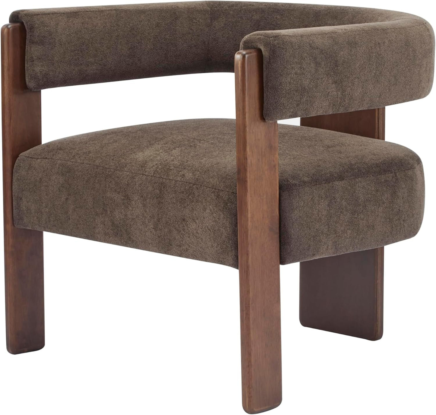 Dark Brown Velvet Upholstered Accent Chair Cushion