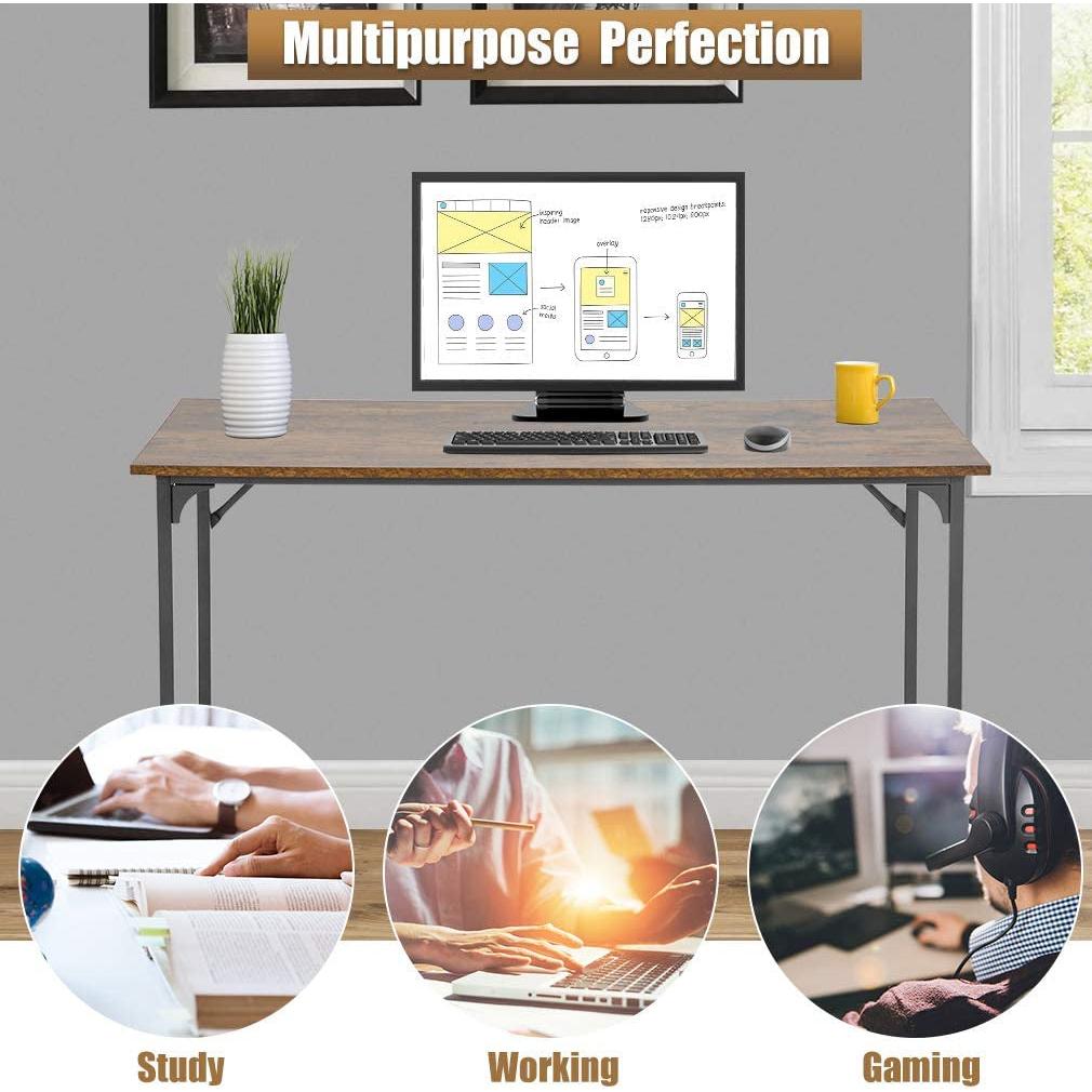 48 Inch Modern Black Computer Desk For Small Spaces