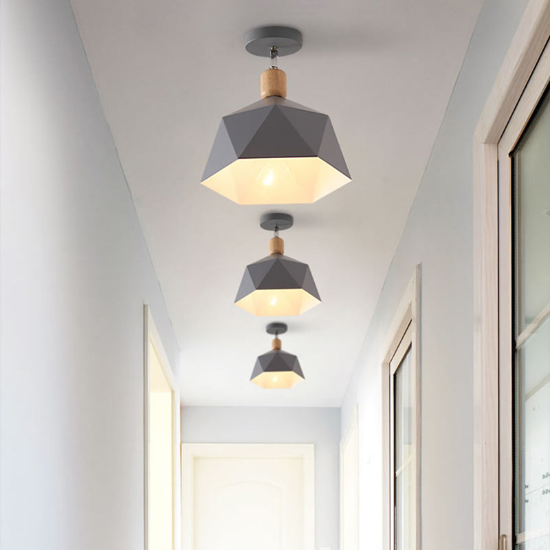 Emma's Modern Adjustable Macaron Hexagon Ceiling Light - Elevate Your Space with Gray, White, and Green Options