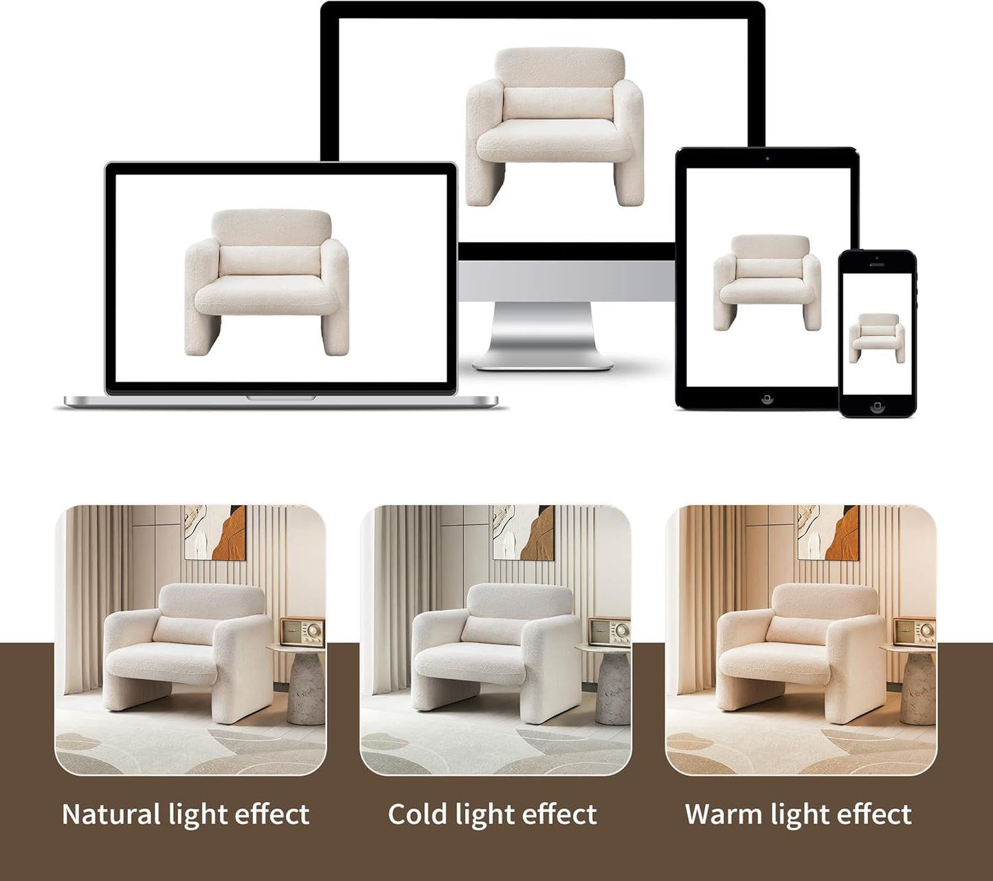 33Inch Sherpa Upholstered Accent Chair With Armrests