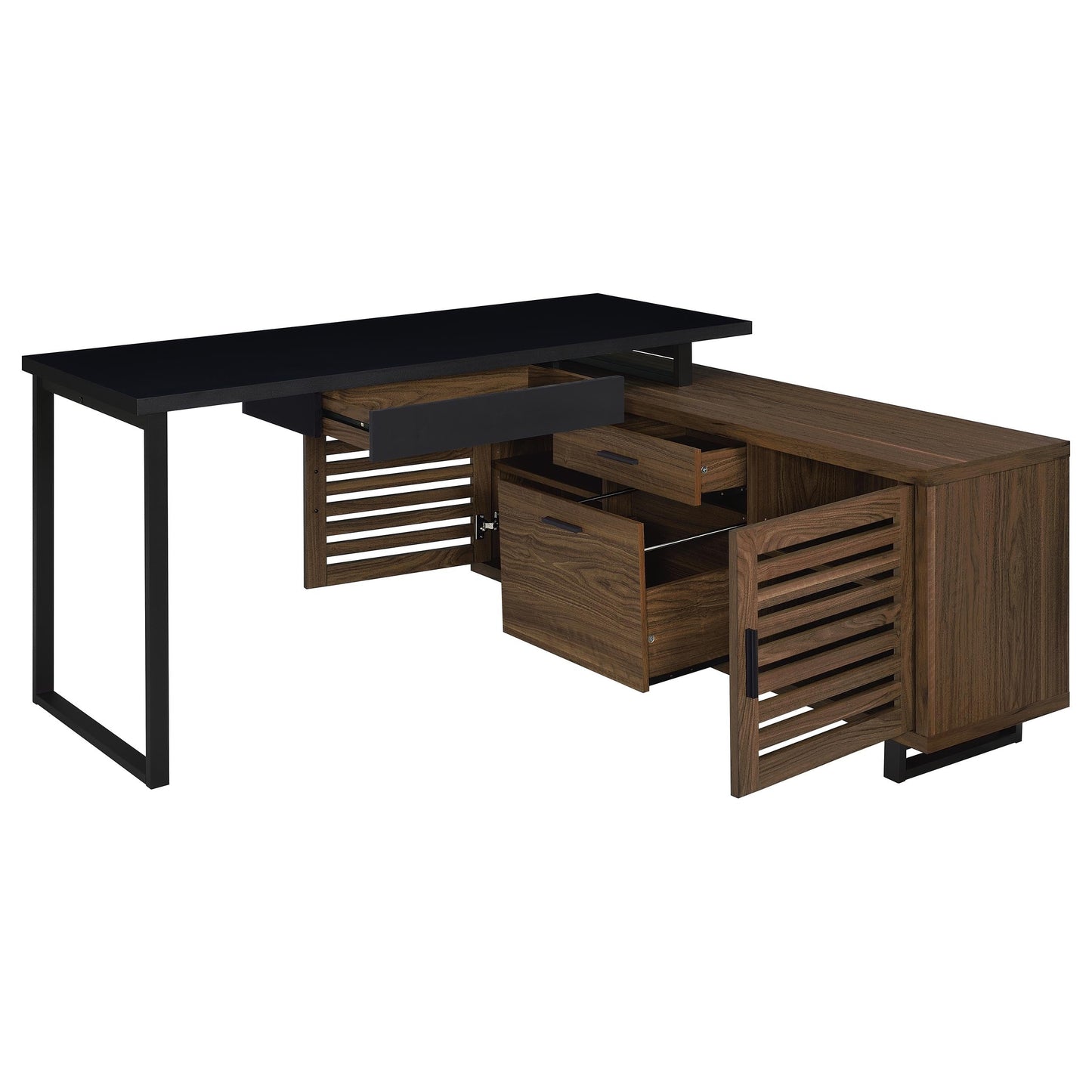Rodger Black and Walnut L-Shape Office Computer Desk