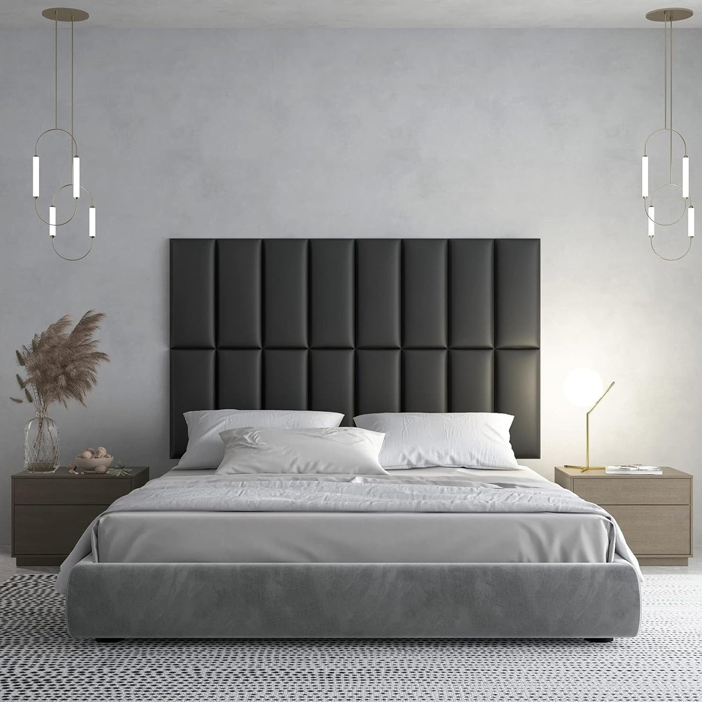 Peel And Stick Upholstered Headboard Wall Panels 12-Pack
