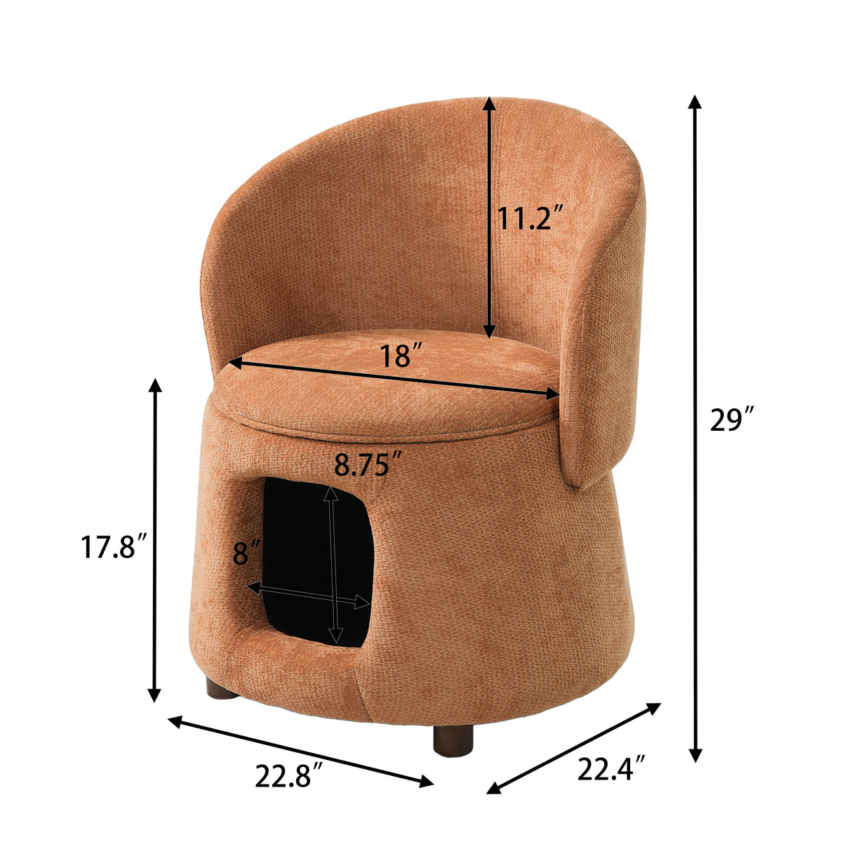 Orange Pet Friendly Chair with Hidden Pet Nook