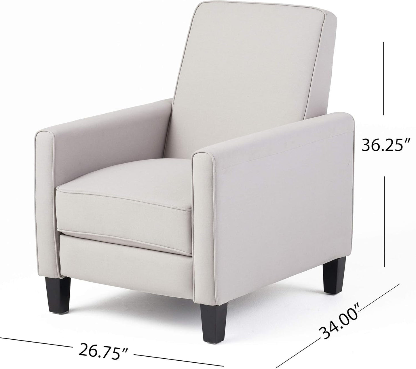Light Gray Fabric Recliner Set 2 Low Profile Chairs