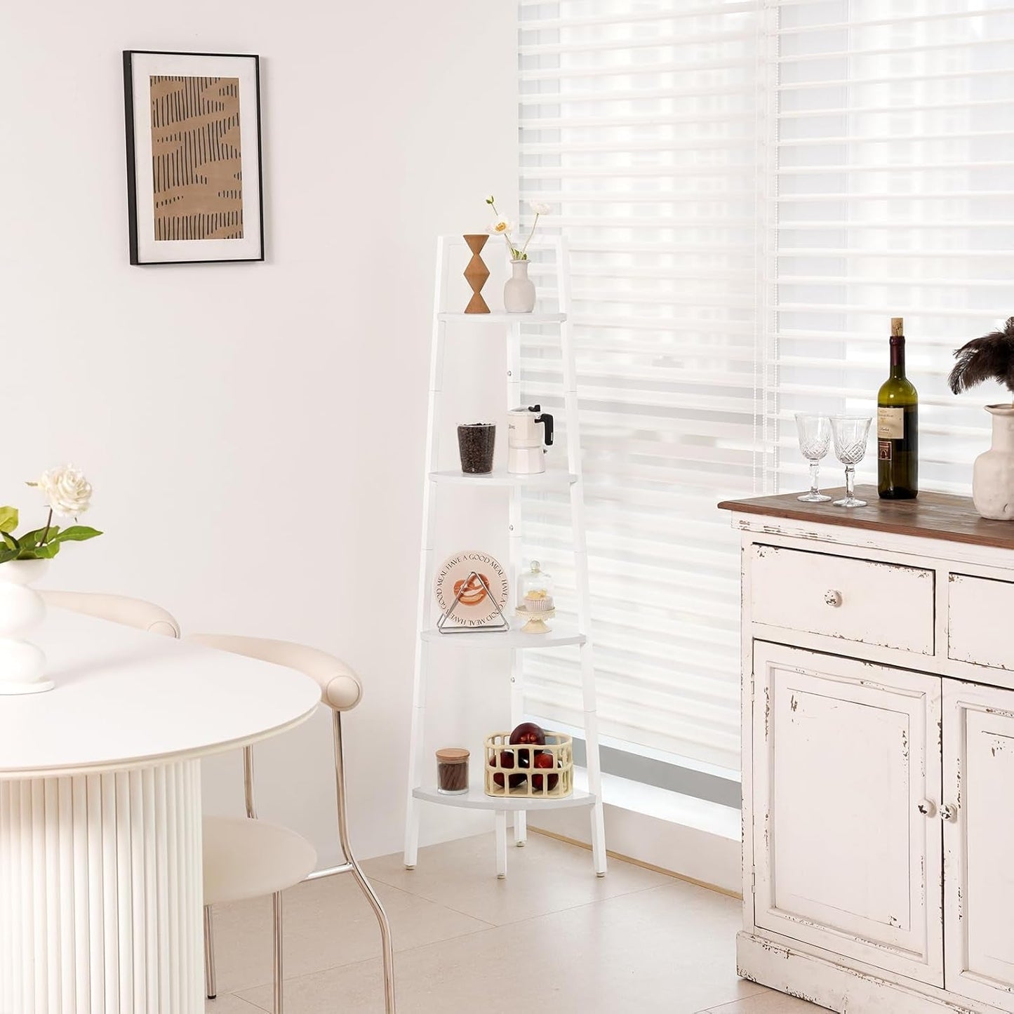 4 Tier Corner Shelf With Metal Frame Tall Bookshelf