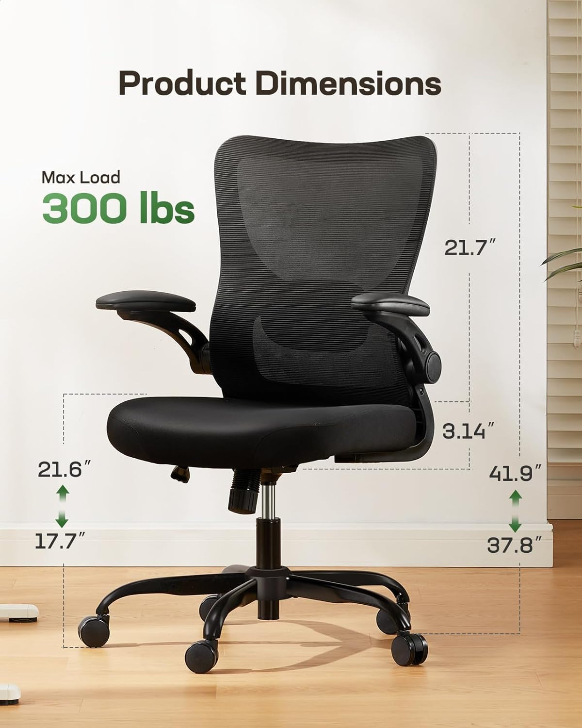 Mesh Office Chair With Adjustable Armrests And Lumbar