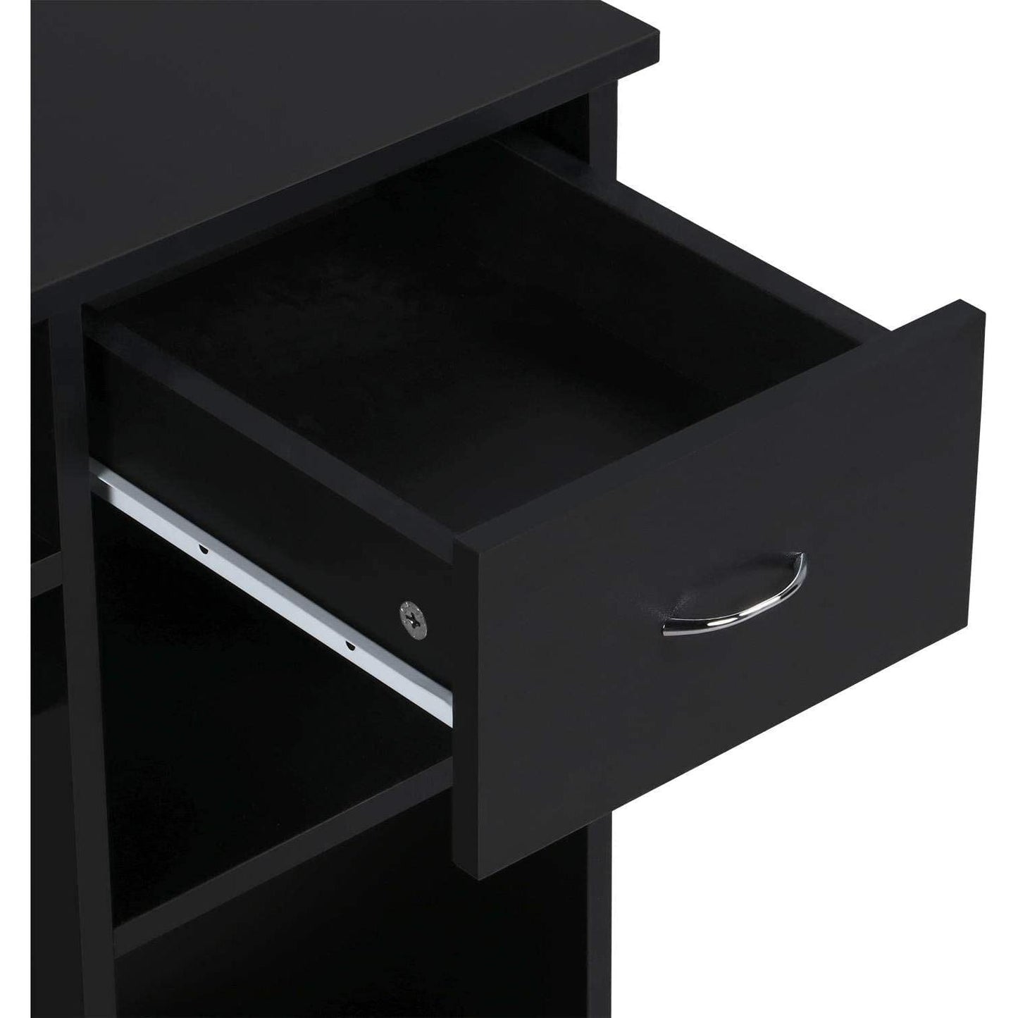 Black Wooden Computer Desk With Storage Drawer Cpu Stand