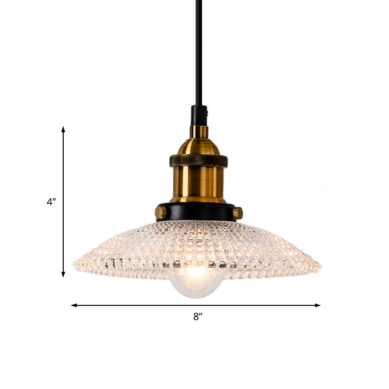 sabelle's Grid Glass Ceiling Light with Brass Bowl Shade - Industrial Elegance for Kitchens
