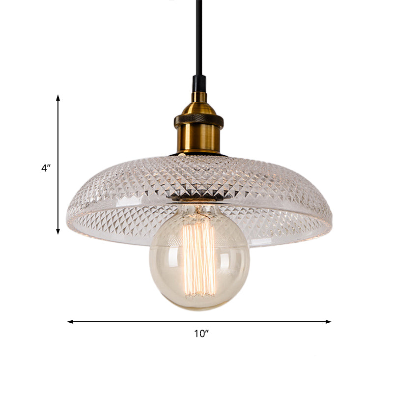 sabelle's Grid Glass Ceiling Light with Brass Bowl Shade - Industrial Elegance for Kitchens