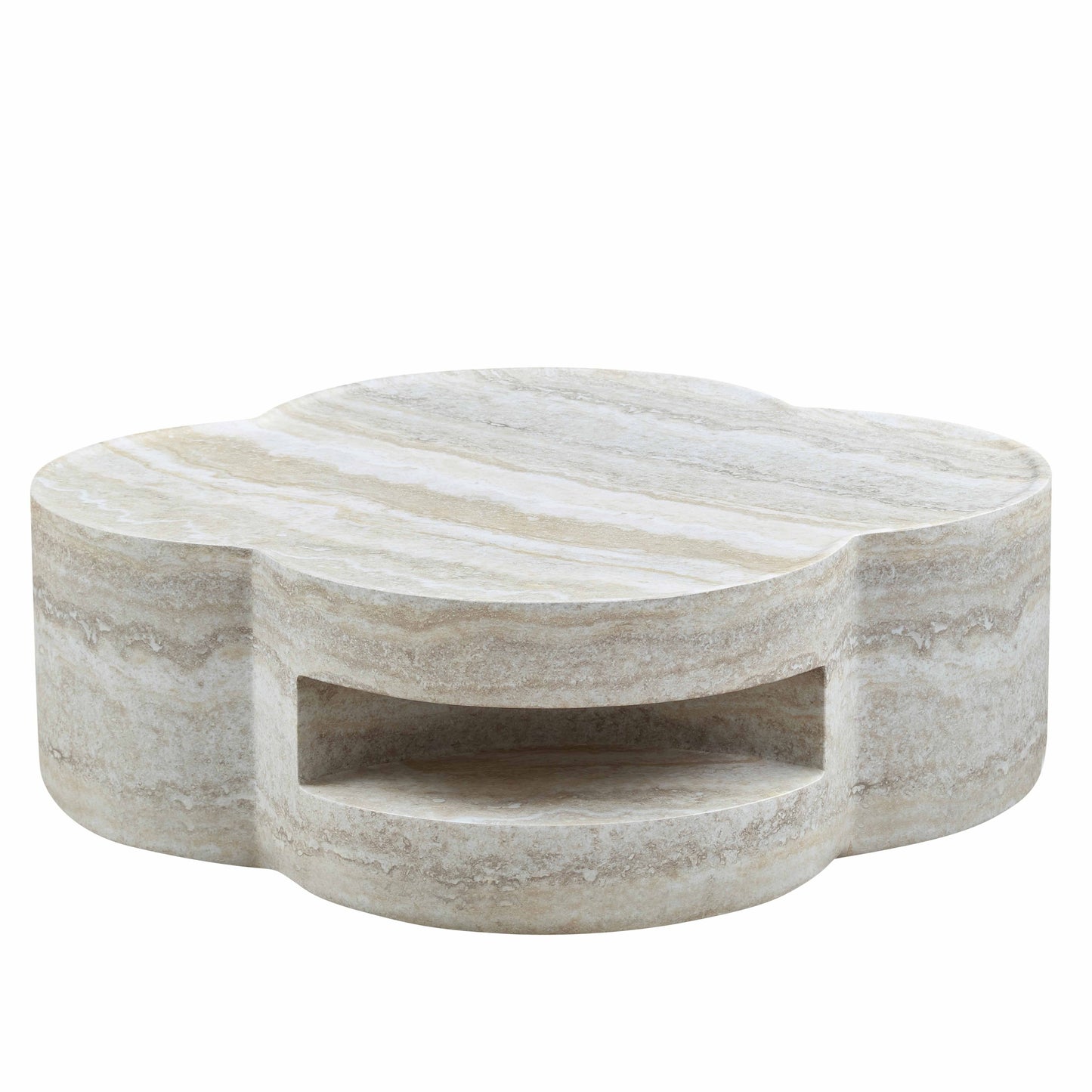 31.5" Clover Round Faux Marble Coffee Table