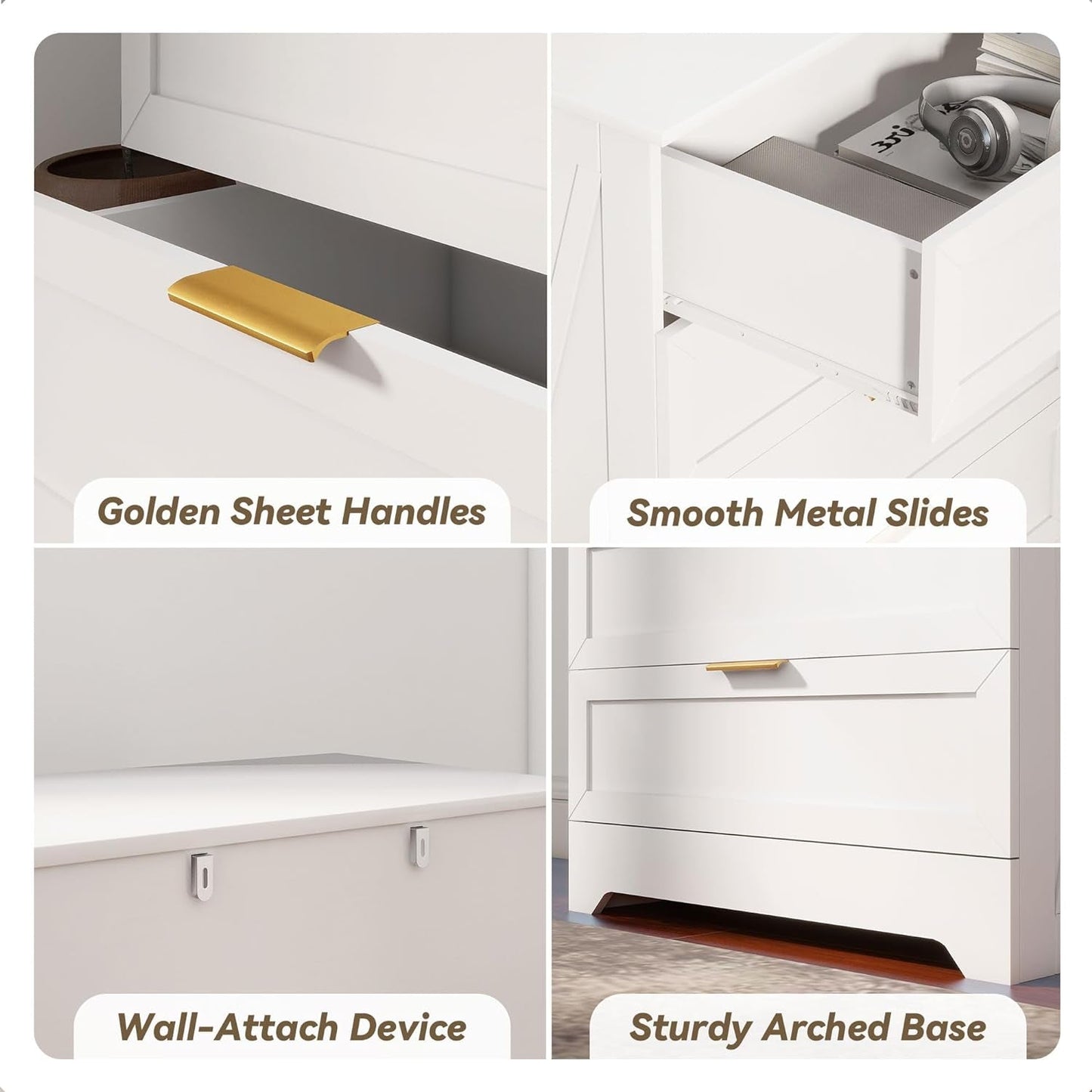 White Lofty Hardwood Dresser With Generous Drawers