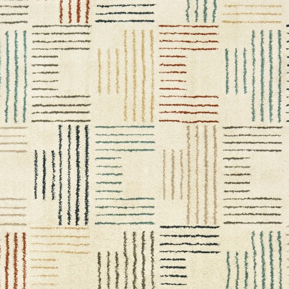 3' X 6' Ivory Multi Neutral Tone Scratch Indoor Area Rug