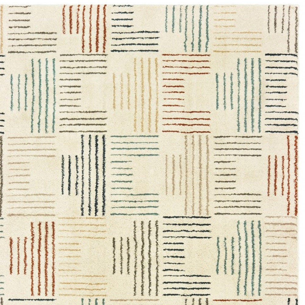 3' X 6' Ivory Multi Neutral Tone Scratch Indoor Area Rug