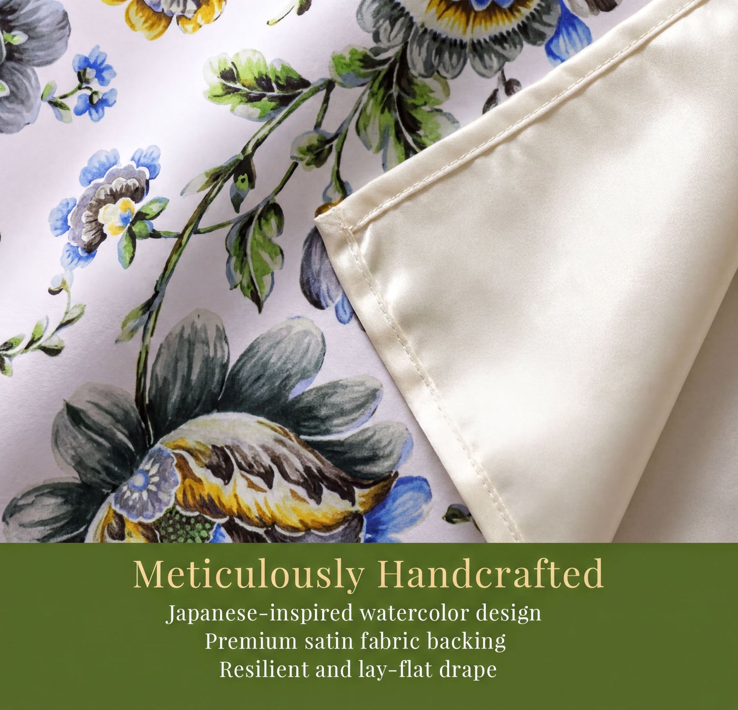 Printed Table Runner - Blue Floral Dining Decor | Handmade Polyester Runner