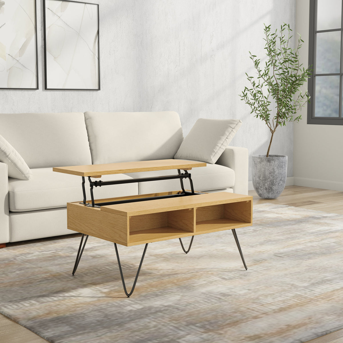 Hunter 36 Inch Wide Solid Wood Small Lift Top Coffee Table