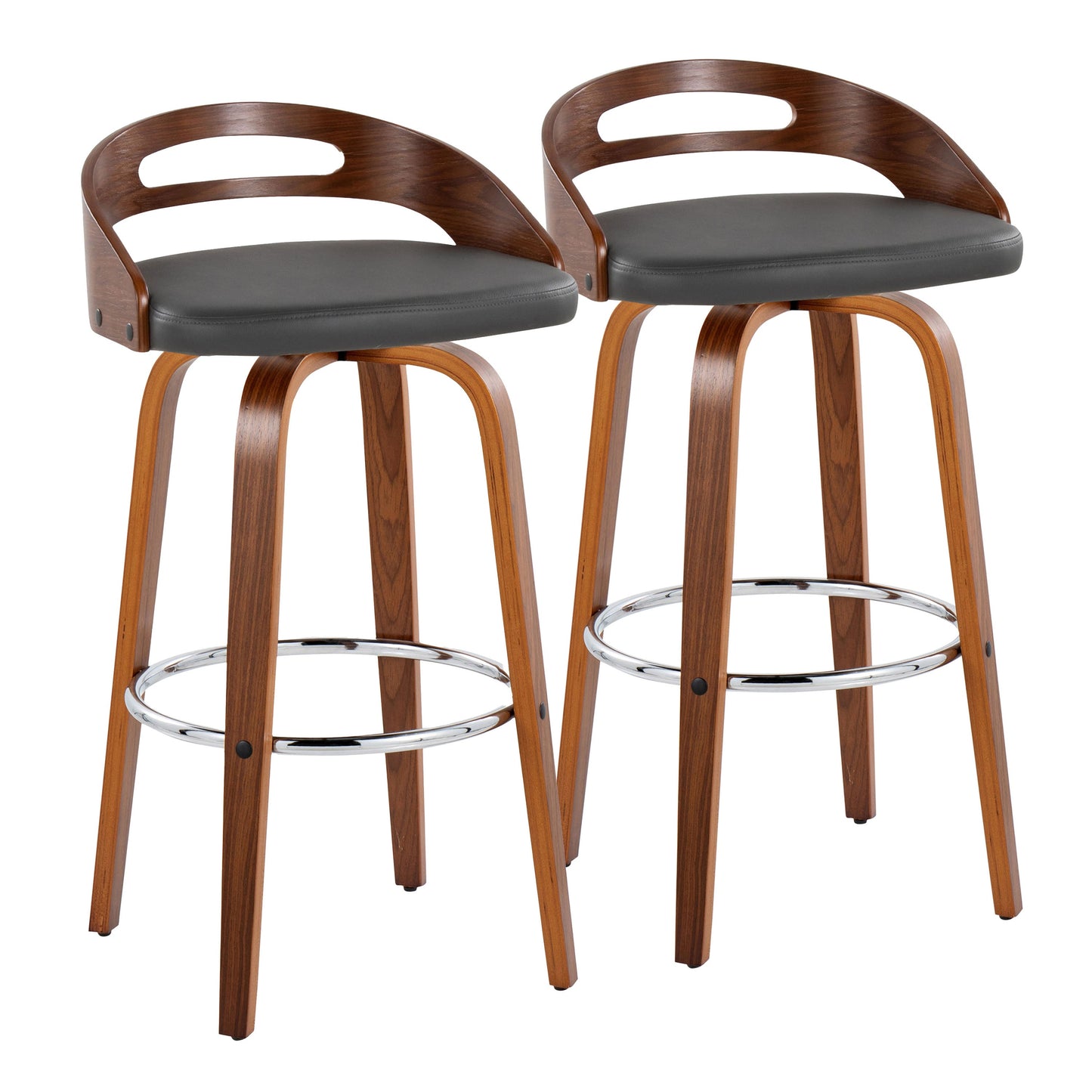 30" Mid-Century Modern Fixed-Height Barstool with Swivel