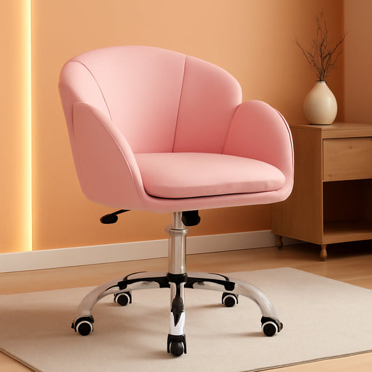 Pink Petal Desk Chair Swivel Upholstered Office Chair