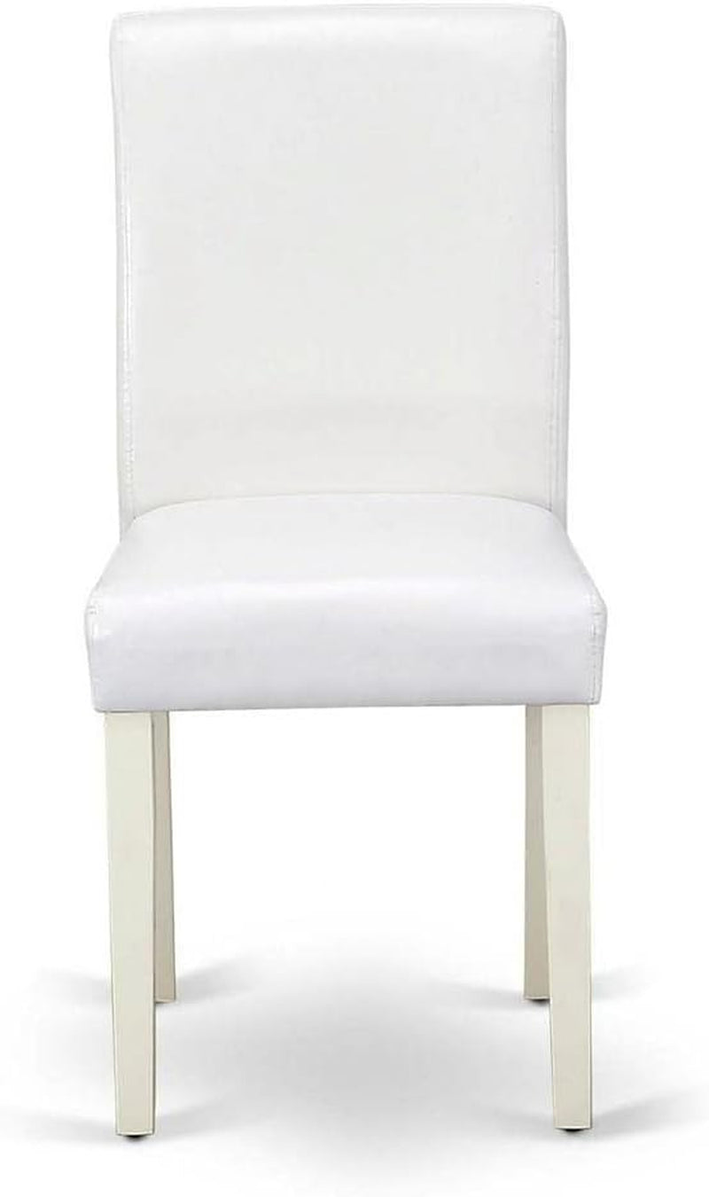 Parson Dining Chairs White Faux Leather Upholstered Pair