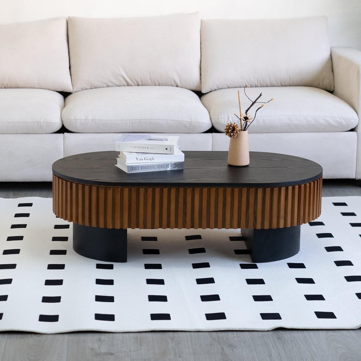 43.7" Oval Coffee Table With Hidden Storage