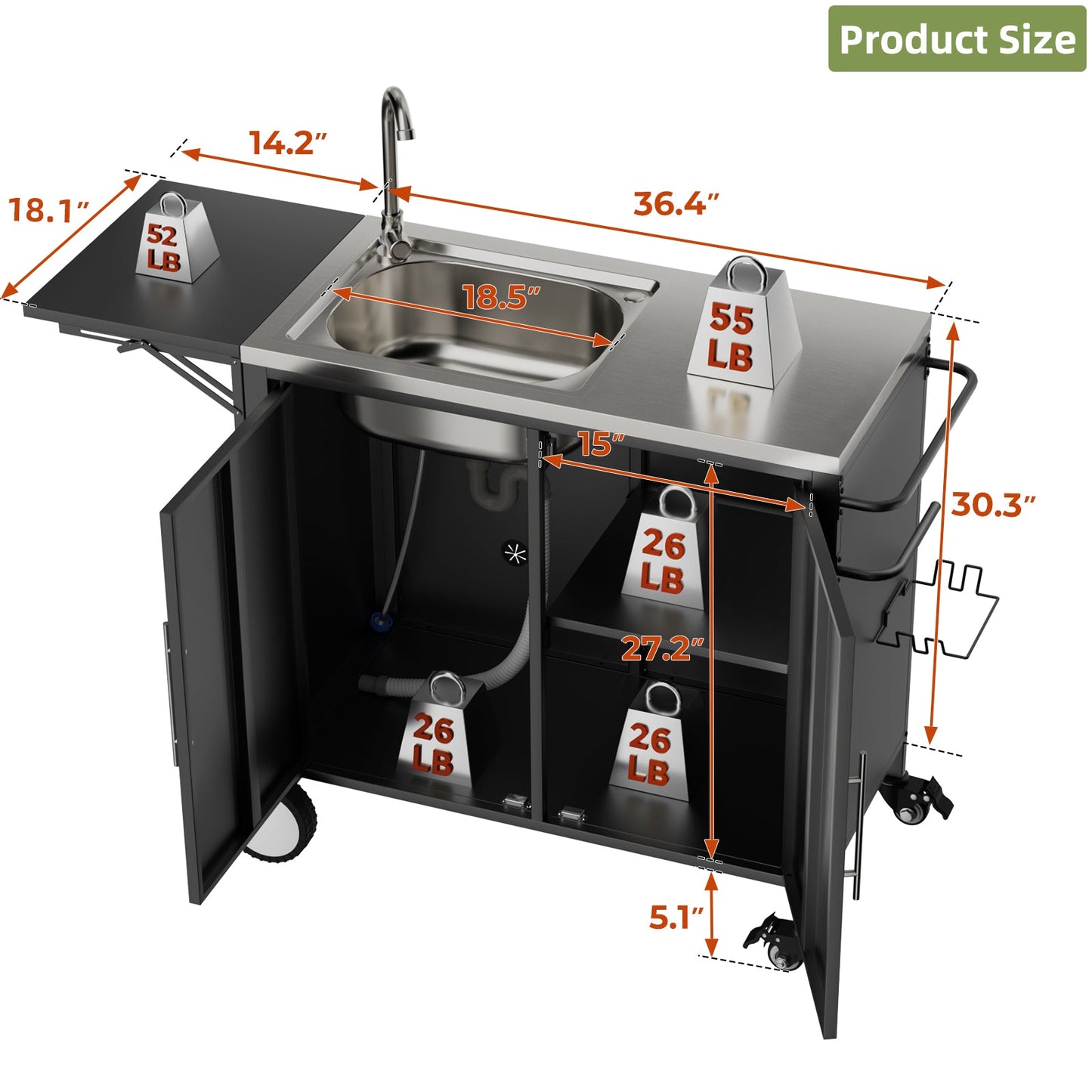 Outdoor Grill Table with Sink