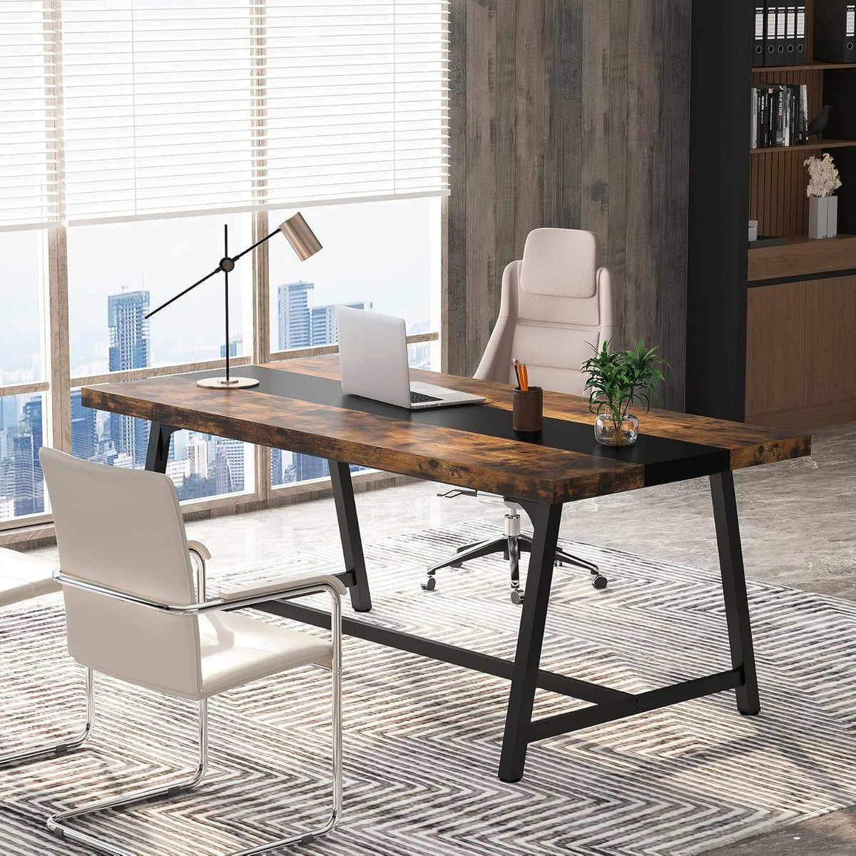 Modern Rectangular Conference Table for 6-8 People