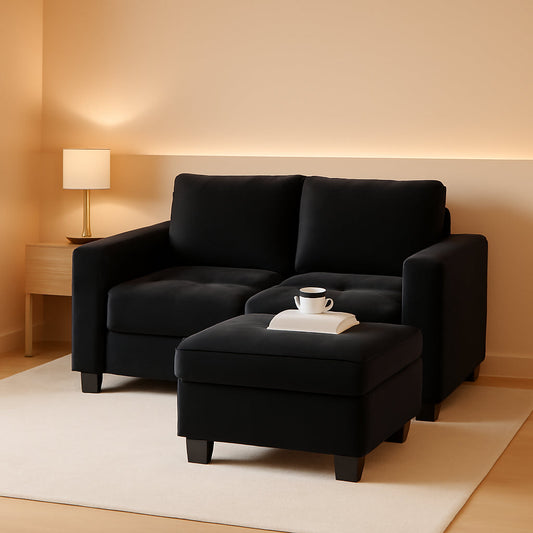 Velvet Modular Sectional Sofa Storage And Reversible Chaise
