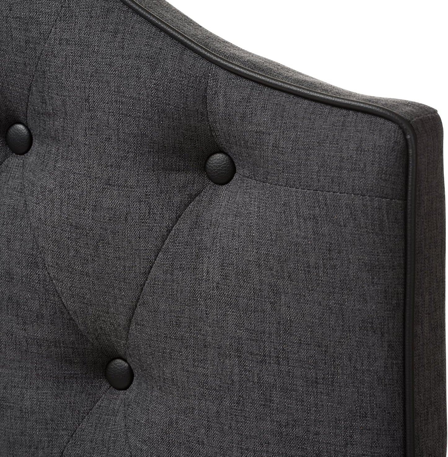Modern Scalloped Upholstered Headboard Queen Dark Grey