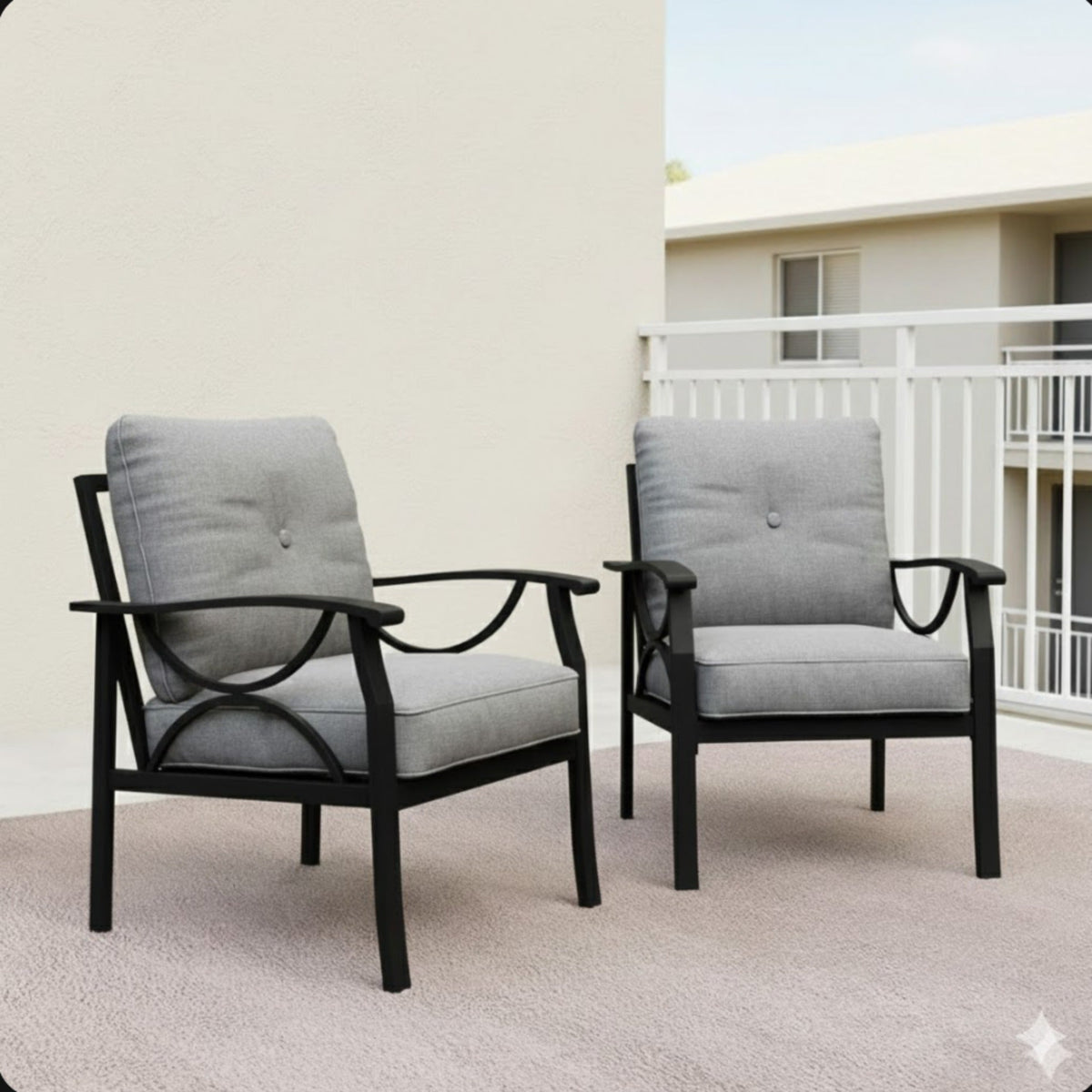 Set of 2 All-Weather Metal Armchairs