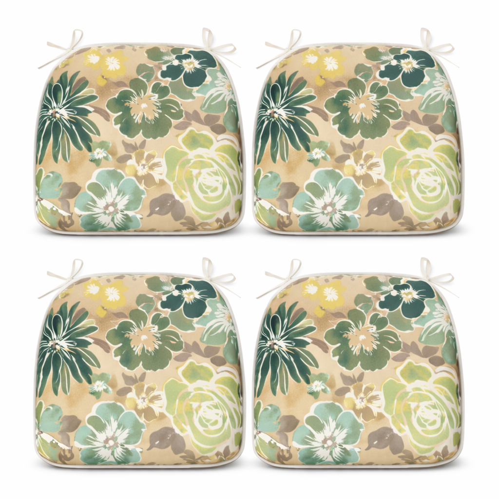 Outdoor Patio Chair Cushions - Water-Repellent U-Shape Thick Foam Seat Cushions with Ties