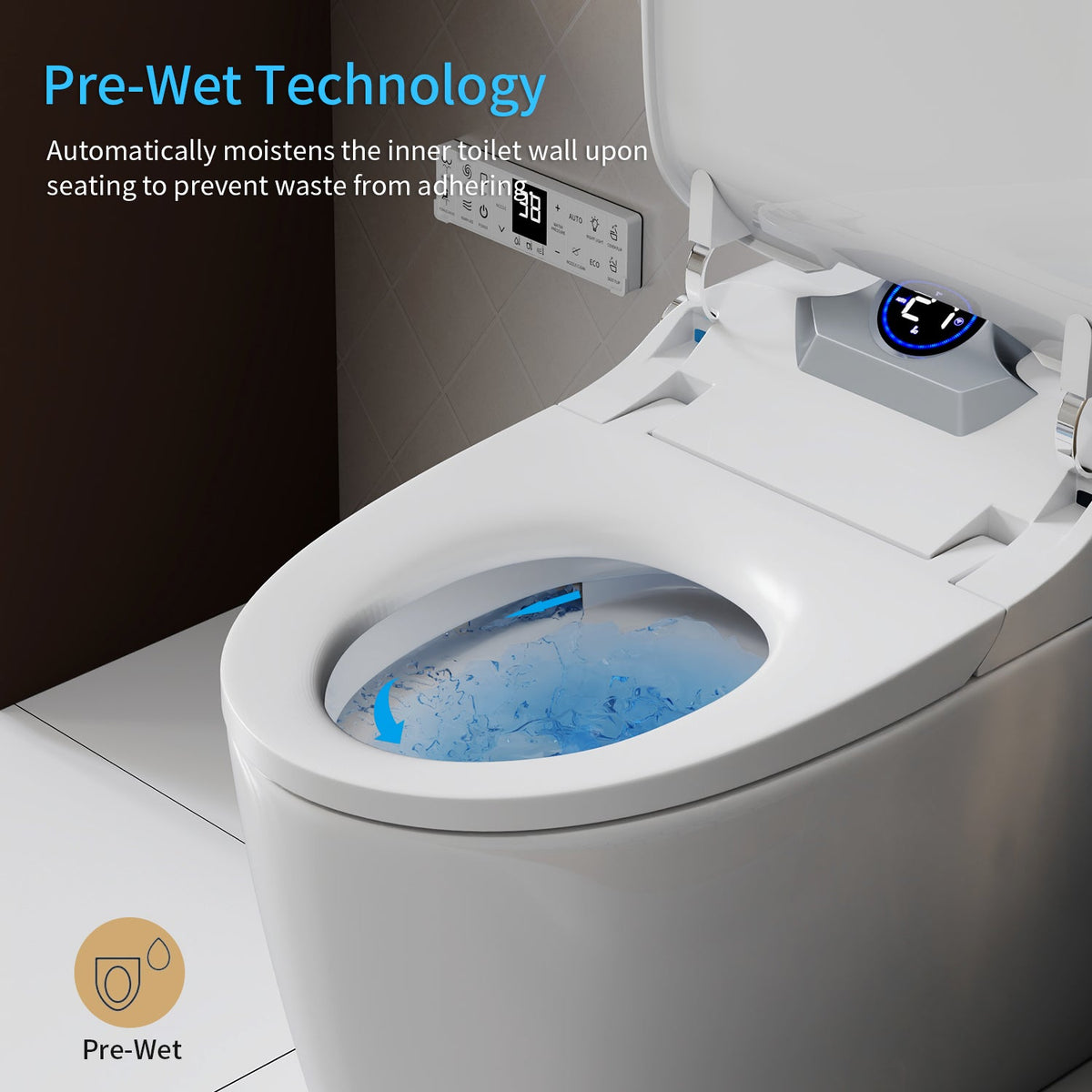 Smart Toilet Bidet Combo with Foot Sensor Open Cover/Seat