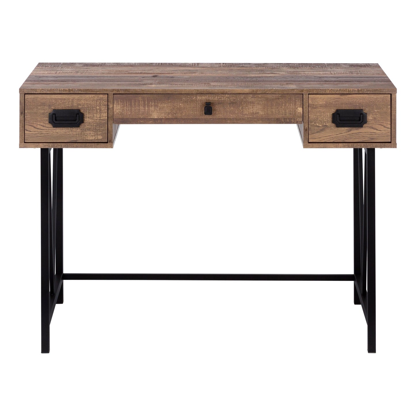 Computer Desk, Home Office, Laptop, Storage Drawers, 48'l, Work, Brown Laminate, Black Metal, Transitional