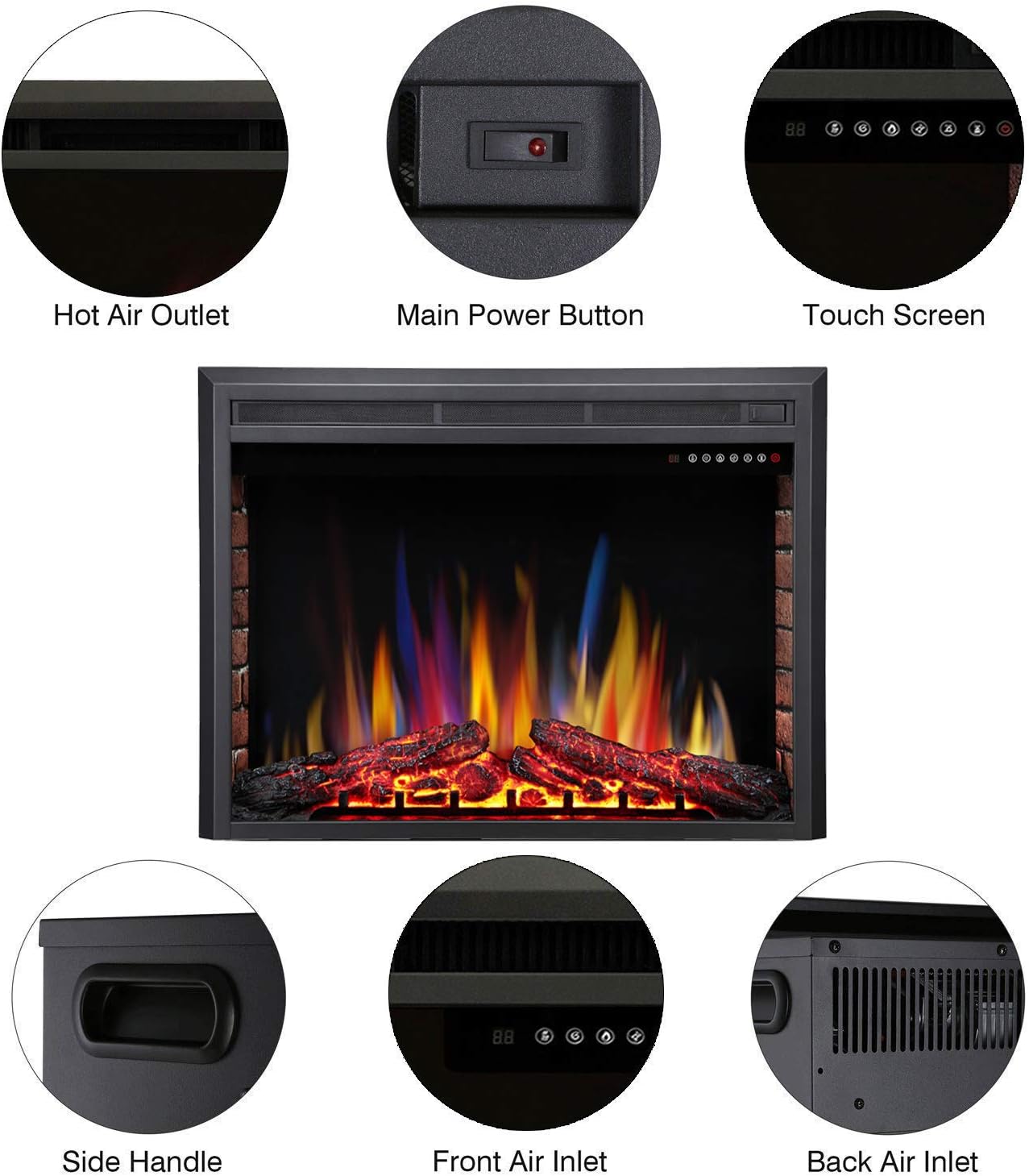 39 Inch Electric Fireplace Insert Adjuatble Flame Colors 939A