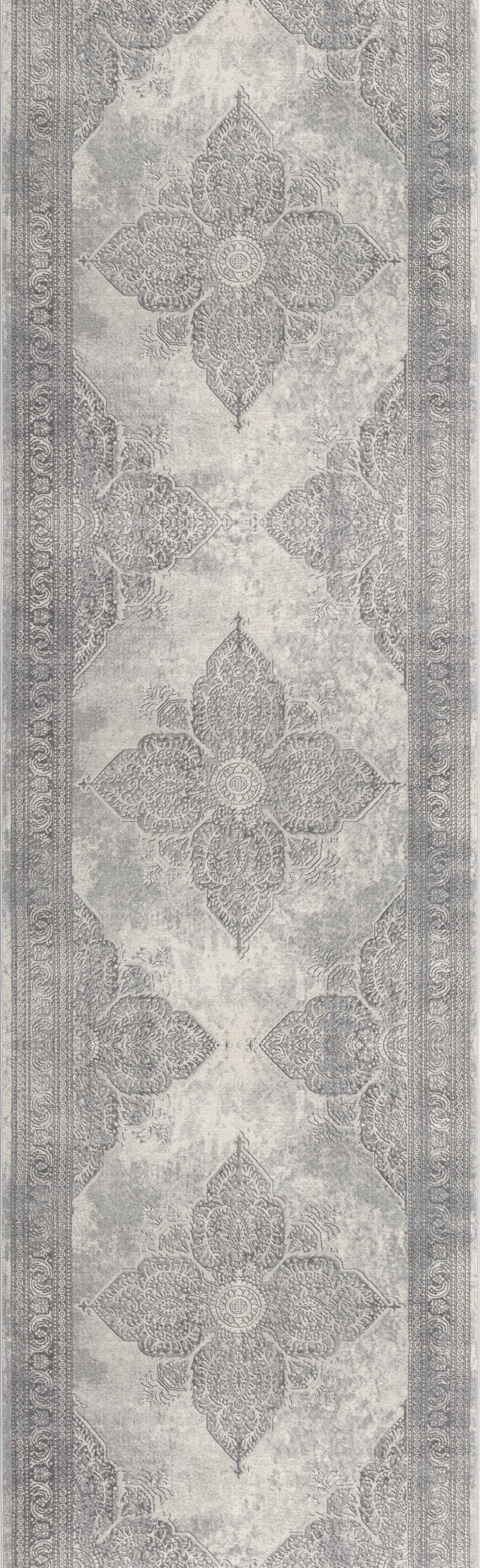 4' X 6' Gray Distressed Medallion Area Rug