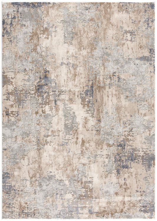 7' X 10' Beige And Ivory Abstract Area Rug