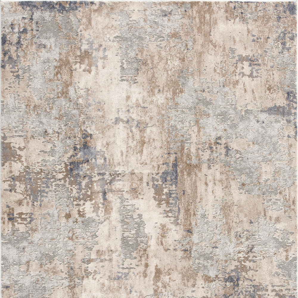 7' X 10' Beige And Ivory Abstract Area Rug