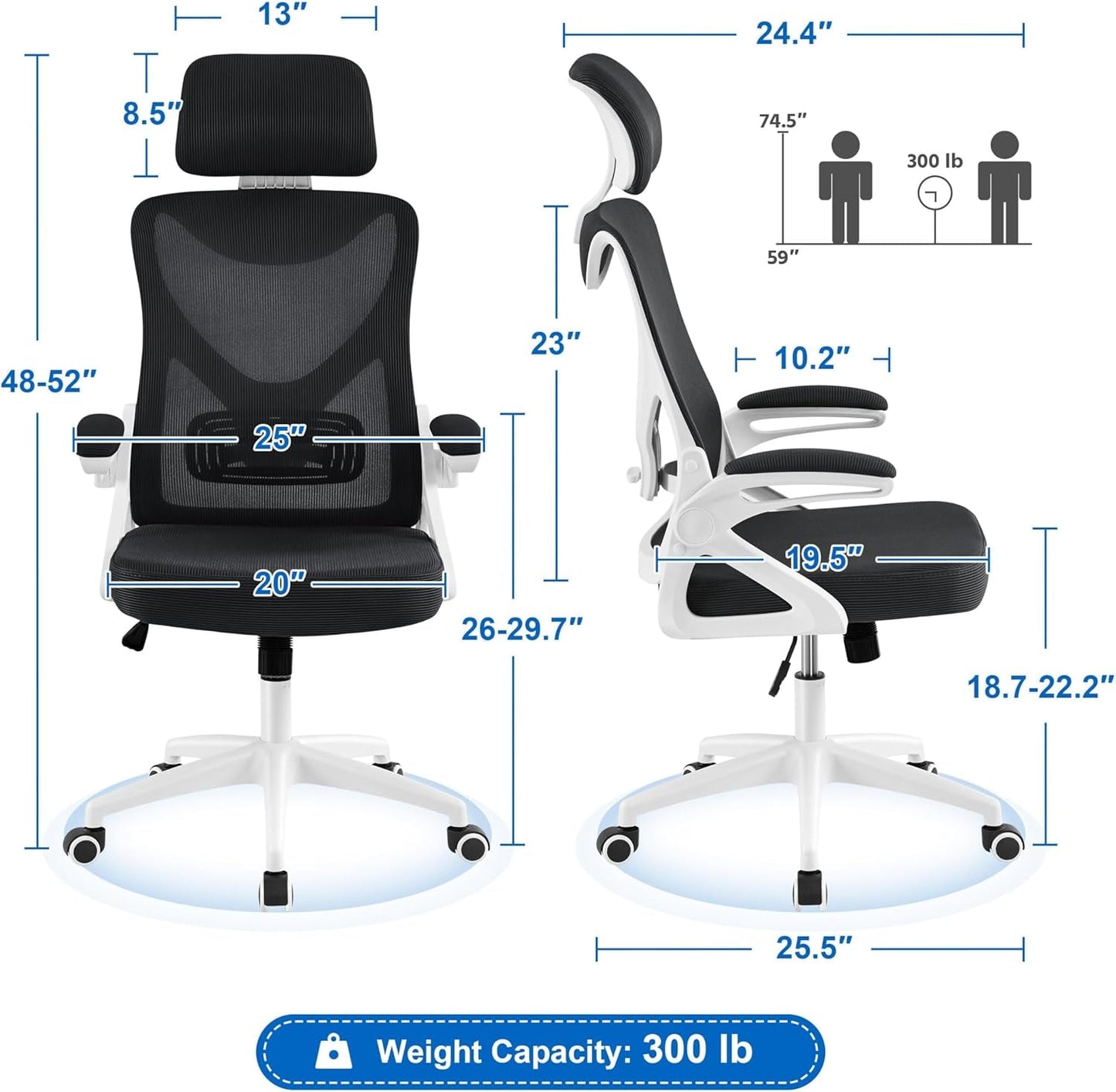 Ergonomic Mesh Office Chair High Back White And Black